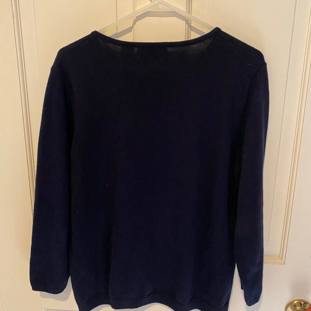 Navy Alfred Dunner Beaded Sweater MED - Picture 3 of 3